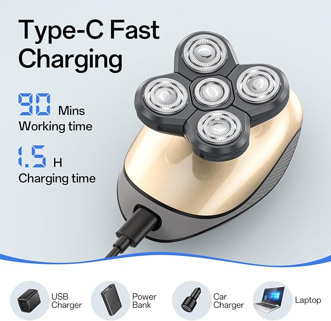 Electric Razors for Women, 5-in-1 Rechargeable Body Shaver - Waterproof Wet Dry Hair Remover - Trimmer for Lady Face Underarms Bikini,Lips,arms, Legs