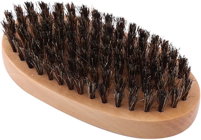 Beard Brush, Men Faux Boar Bristle Wood Handle Military Pocket Mustache Beard Grooming Comb Brush