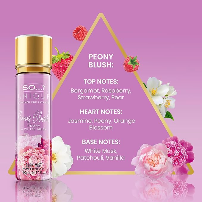 Unique Body Mist - Peony Blush by So…? for Women - 5.1 oz Body Mist - Pack of 3