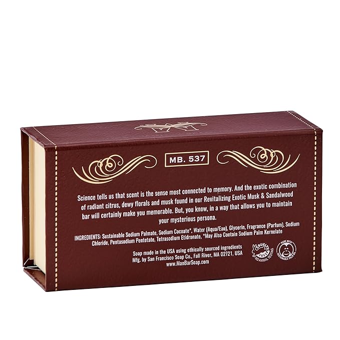 San Francisco Soap Company Exotic Musk and Sandalwood Fragrance Man Bar - Revitalizing - No Harmful Chemicals - Good for All Skin Types - Made in the USA