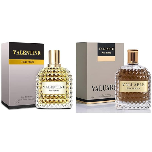 Valentin&Valuable Men's Cologne Gift Set - 3.4 Fl Oz Each | Amber Floral & Vanilla Leather Fragrance | Eau de Toilette Duo for Daily & Special Occasions