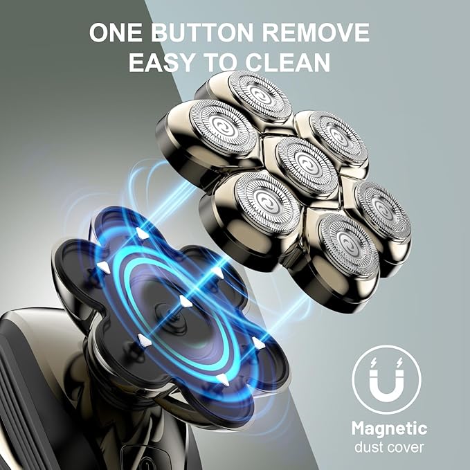 Head Shavers for Bald Men: Upgraded Detachable Head Shaver - IPX7 Waterproof Wet or Dry Electric Razor for Men - 7D LED Display Rechargeable Shaving Grooming Kit with Type-C Charge