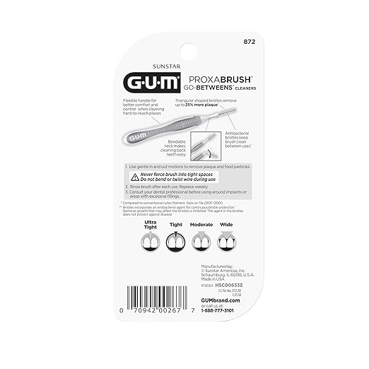 GUM Proxabrush Go-Betweens - Tight - Interdental Brushes - Soft Bristled Dental Picks for Plaque Removal Health - Safe for Braces & Dental Devices, 15 Count