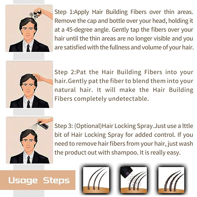 Hair Fibers for Thinning Hair (Medium Brown) - Hair Thickener for Fine Hair for Women & Men - Conceals Hair Loss in 15 Sec - 22gr Bottle