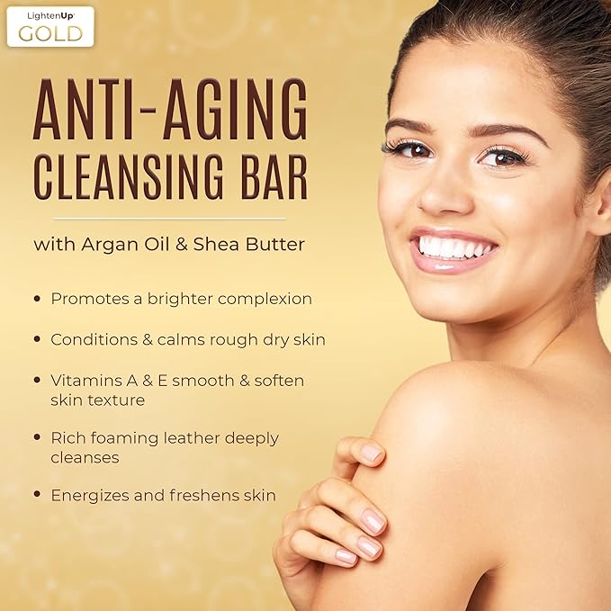 OMIC Lighten-Up LightenUp Anti-Aging Cleansing Bar Soap 200g - Anti-oxidant Properties, with Shea Butter and Argan Oil
