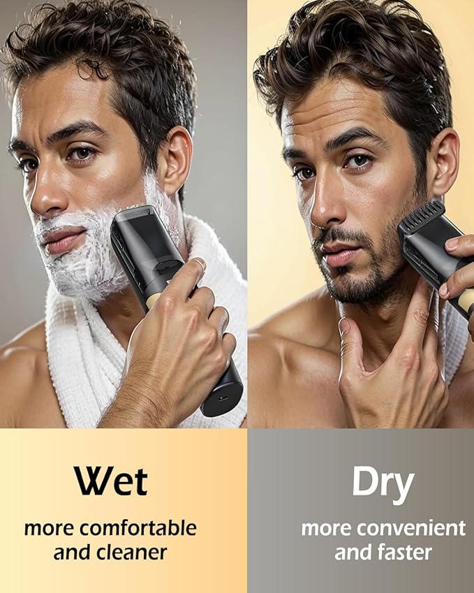 Beard Trimmer for Men Auto-Vaccum, Rechargeable Electric Men Beard Trimmers with 2 Combs, 1-20mm Adjustable Length Dial, Waterproof Cordless Mustache Trimmer for Face, Stubble