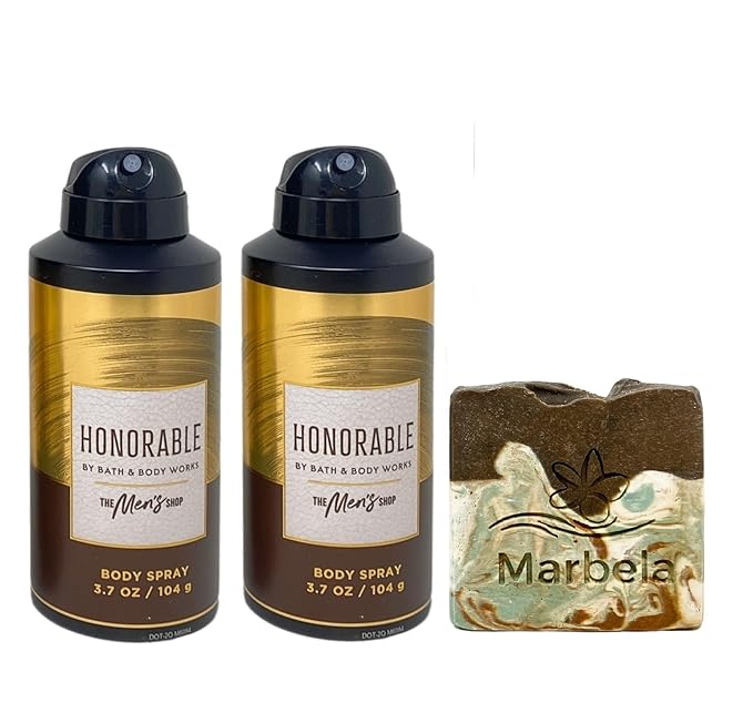 Bath & Body Works The Men's Collection Honorable 2 Body Spray with a Cabin Spice Bar Soap