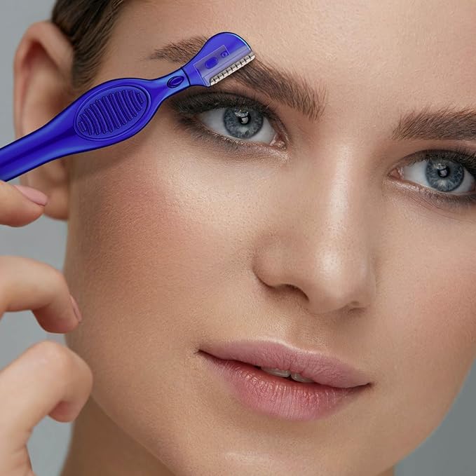 Mudder 28 Pcs Eyebrow Razor Knife Shaver Trimmer Shaver Multipurpose Exfoliating Tool Facial Hair Removal for Women Valentine Gift Giving(Royal Blue)