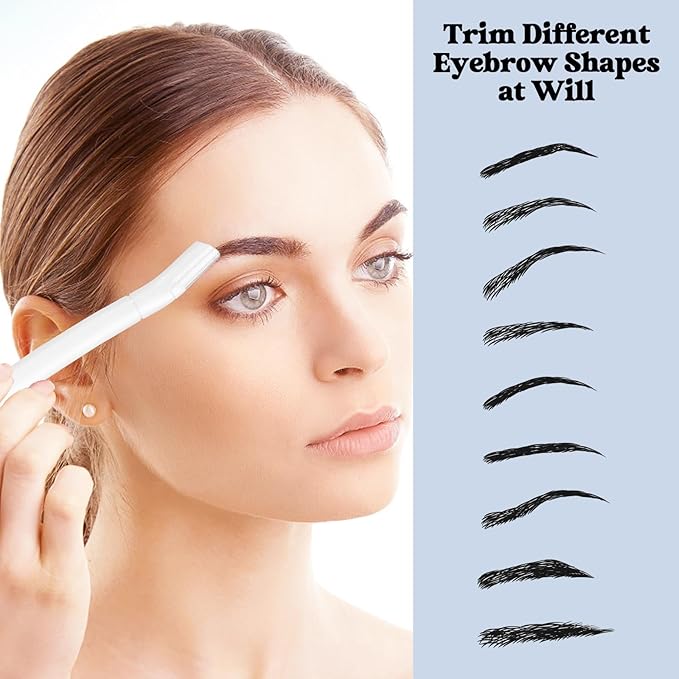 6 PCS White Eyebrow Razor Set, Face Razor for Women and Men, Multipurpose Dermaplaning Tool, Eyebrow Hair Trimmer, Face Shaver with Protective Cover, 3 Pcs Long Handles and 3 Pcs Short Handles