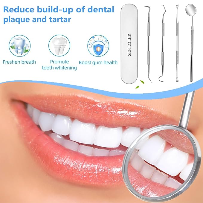 Dental Tools, Professional Plaque Remover Teeth Cleaning Tool Kit, Stainless Steel Dental Pick Tartar Scraper Tooth Cleaner, Oral Care Hygiene Set for Dentist Personal Pets with Storage Box
