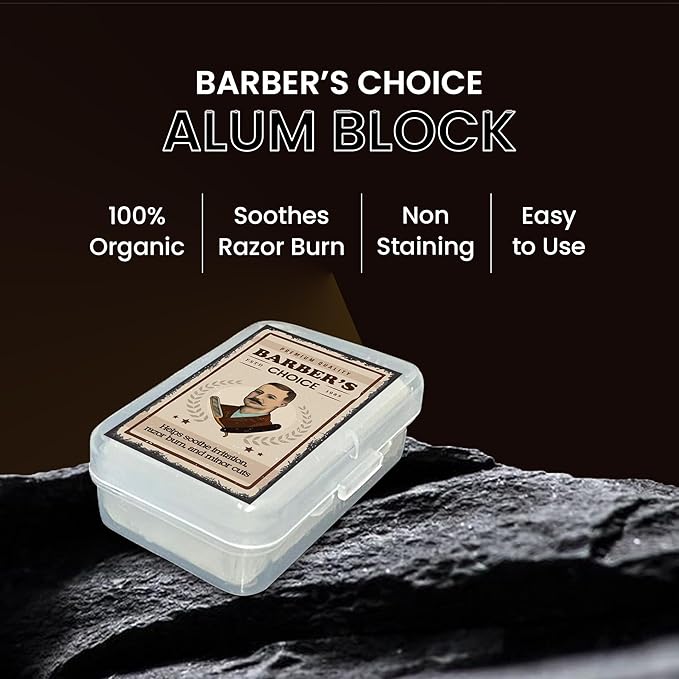 Barber’s Choice Alum Block – Premium Natural Potassium Alum for Razor Burn Relief & Post-Shave Care
