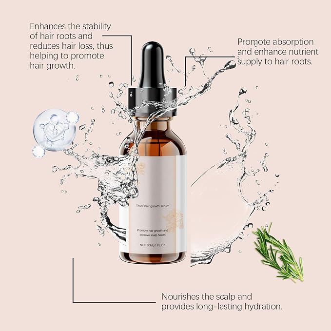 30ml Hair Growth Serum for Thinning Hair – Thickening Scalp Treatment with Rosemary & Castor Oil to Reduce Hair Loss, Nourish Roots & Promote Fuller, Healthier-Looking Hair