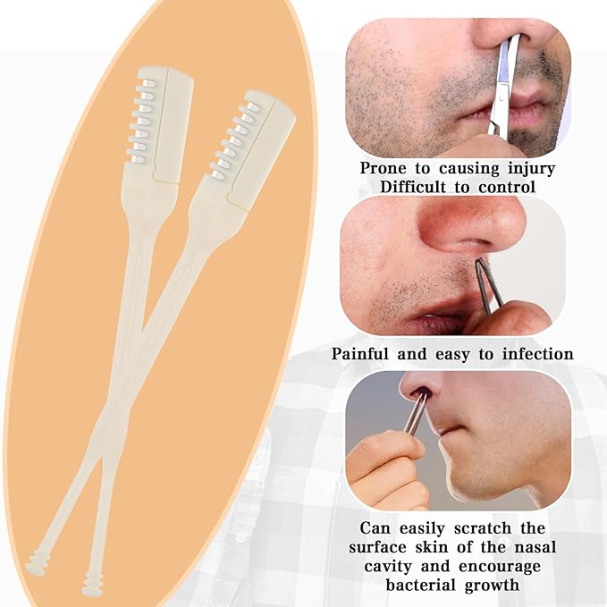 10-Pack Manual Nose Hair Trimmer, 360° Rotating Nasal Hair Cutter with Ear Picker for Women Men Double Sided Nose Hairs Remover Tool
