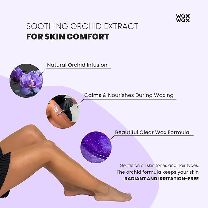 Orchid Hard Wax Beads | Facial Wax for Ultra Sensitive Skin | Rosin-Free, Hypoallergenic, Strip-Free | Low Melting, Cruelty-Free & Eco-Friendly Waxing Beads | Made In Italy - 1.1lb
