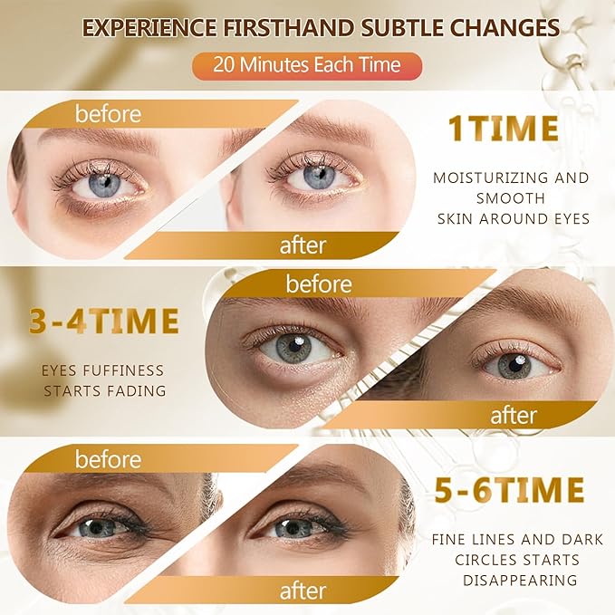 60 Pcs 24K Gold Under Eye Patches, 30 Pairs Undereye Mask for Puffy Eyes Dark Circles Treatment, Collagen Gel Pads Hydrating for Eye Bags Puffiness Wrinkle, Women Men Beauty Skin Care Products