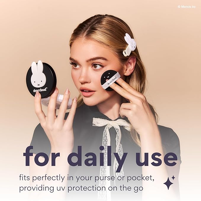 Miffy Dear Sun Tone Perfecting SPF Cushion Refill Set SPF 50+ – Color Adapting Sunscreen, Korean Sunscreen SPF 50 (.53 oz)