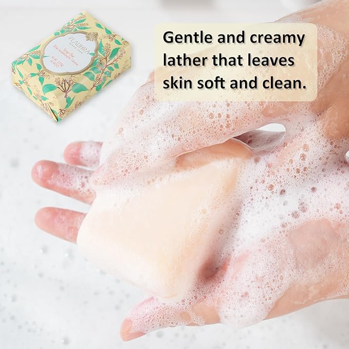 Bee & Flower Soap Bar White Sandalwood & Tuberose Fragrant Soap Essential Oil Scented Soap Bar Moisturizing Bath Bar Soaps Nourishes Your Skin 4.4 oz(Pack of 4)