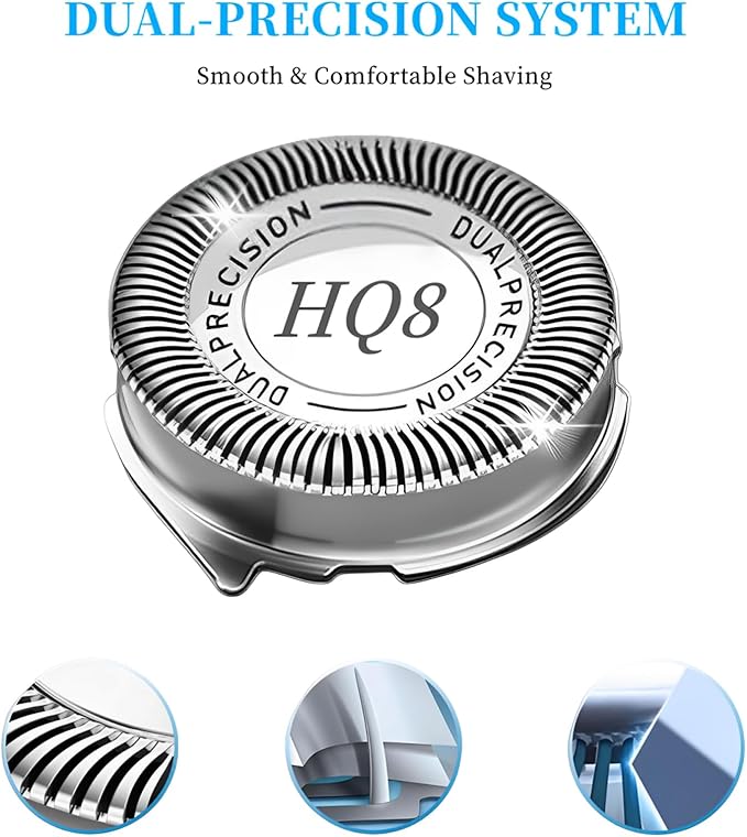 HQ8 Replacement Heads Compatible with Philips Norelco for Aquatec Shavers PT720 PT730 AT810 AT815 AT830 AT880,HQ8 Blades,3pcs.