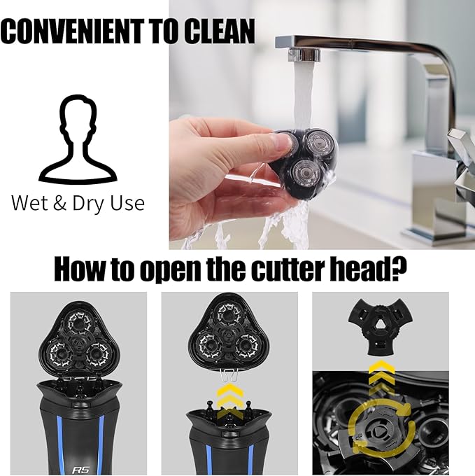 Universal Rotary Replacement Shaver Head,Compatible with Remington Shaver Series,for R3,R4,R5,R6,R7,R8,SP-3141 and SP-5161 Foils/Blades (Black(2 Count))