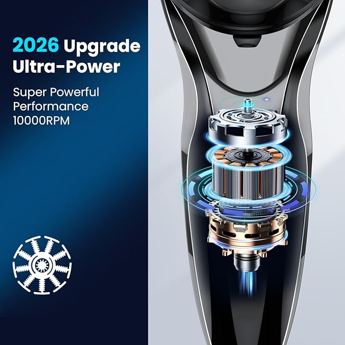 Electric Razor for Men with Pop-Up Trimmer, Rechargeable IPX7 Waterproof Electric Shaver, Fast Charging Shavers for Men, 120Mins Runtime, Gentle on Sensitive Skin