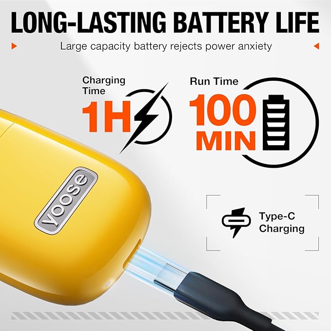 yoose Nose Hair Trimmer, Alloy Portable Painless Nose Hair Trimmer for Men Women, IPX7 Waterproof, Travel Size, USB-C Rechargeable Nose Trimmer with Dust Protection Cap, Dual Edge Blade, Yellow