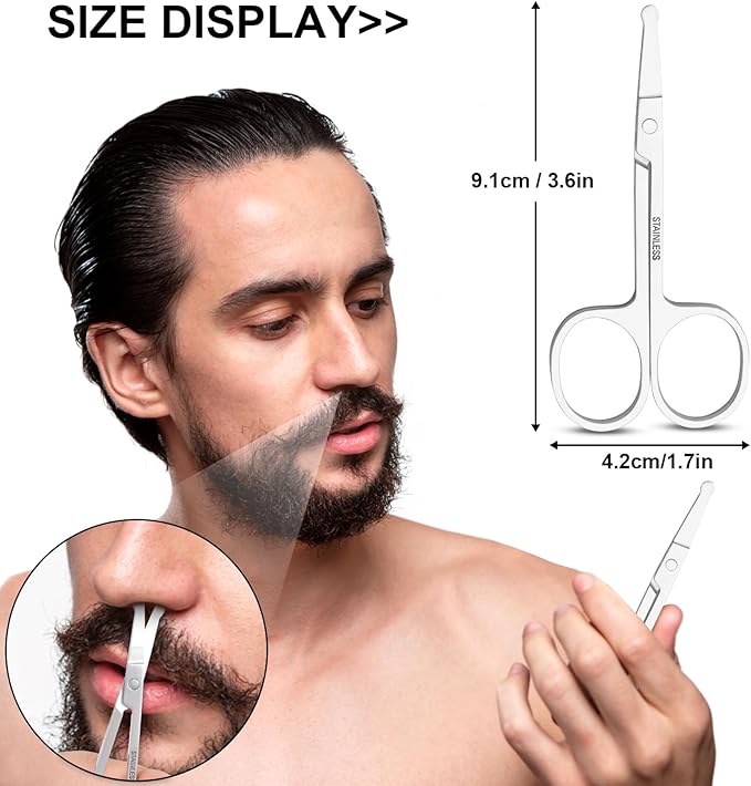 FEITA Mini Nose Hair Round Tip Scissors, Men's grooming Scissor All Purpose Facial safety Scissors Cute for Woman Eyebrow, Lash, Mustache, Pubic Hair