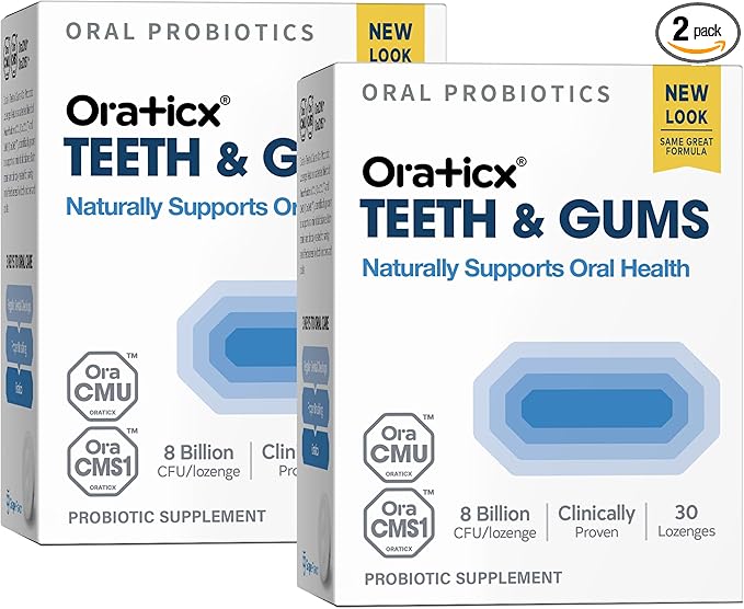 OraTicx Teeth & Gums Oral Probiotics, 8 Billion CFU - Naturally Supports Oral Health, Fresh Breath, and Immunity, Dental Probiotic Supplement, Grape Flavor 30 Lozenges 2-Pack