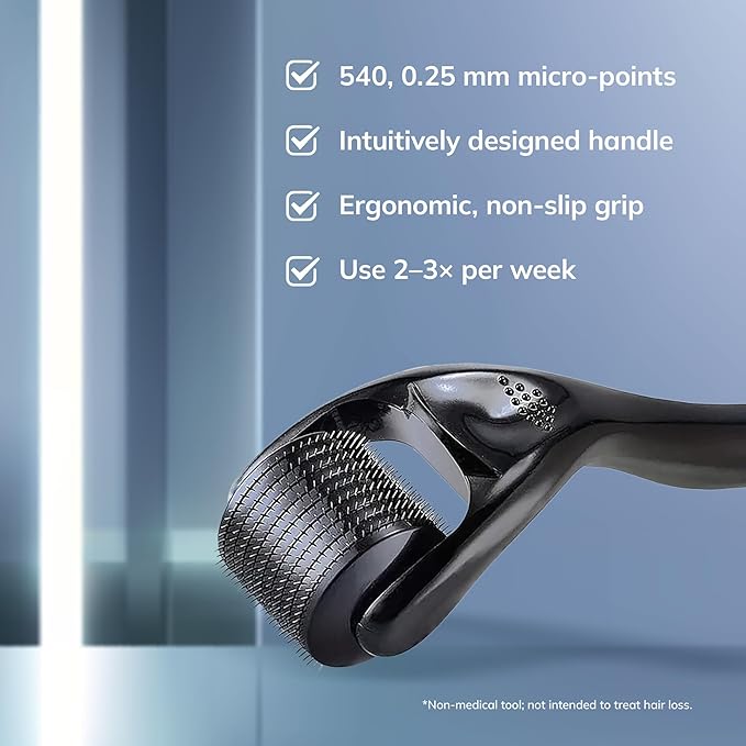 5% Minoxidil Hair Grouth Kit for Men and Women with 0.25 mm Skin Roller – Hair Regrowth Spray & Beard Growth Kit – Targets Thinning Hairlines, Crowns & Patchy Beards – Non-Greasy, Fast-Drying 60ML