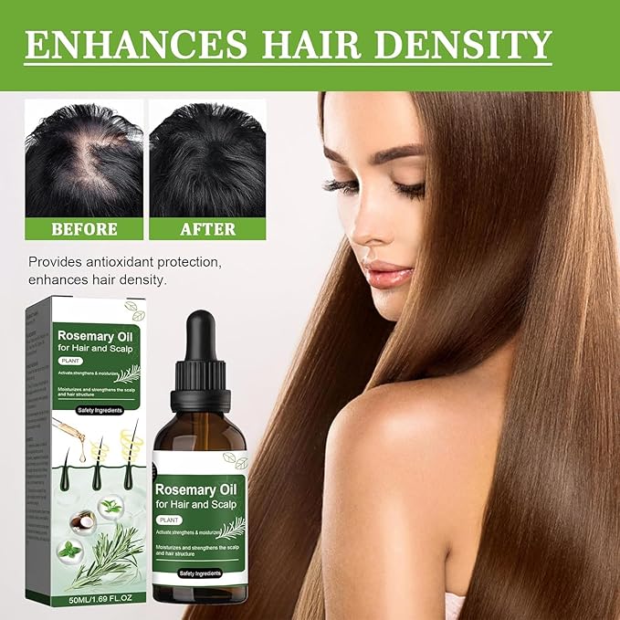 3pcs Rosemary Oil Hair Care Treatment, Natural Rosemary Mint Scalp & Hair Strengthening Oil for Dry, Itchy Scalp, Thickening & Hydration Products for Damaged Hairs & Split Ends (1 Pcs)