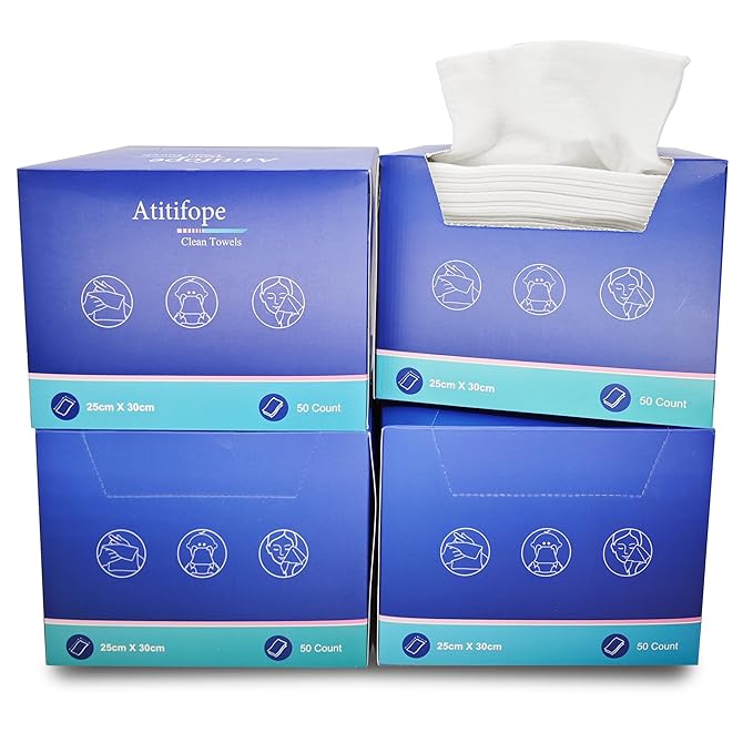 Disposable Cloths For Face 200Count Travel Cleaning Cloths Clean Towels Makeup Remover Wipes (4Boxes)