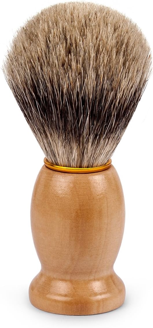 QSHAVE 100% Best Original Pure Badger Hair Shaving Brush Handmade. Real Wood Base. Perfect for Wet Shave, Safety Razor, Double Edge Razor