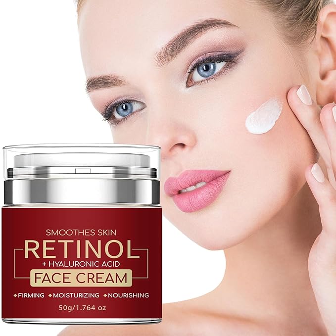 Retinol Face Moisturizer with Hyaluronic Acid, Retinol Cream for Lifting Repairing Moisturzing Skin, Smoothes Skin Anti Wrinkle Cream for Women & Men - All Skin Types 1.76 Fl Oz