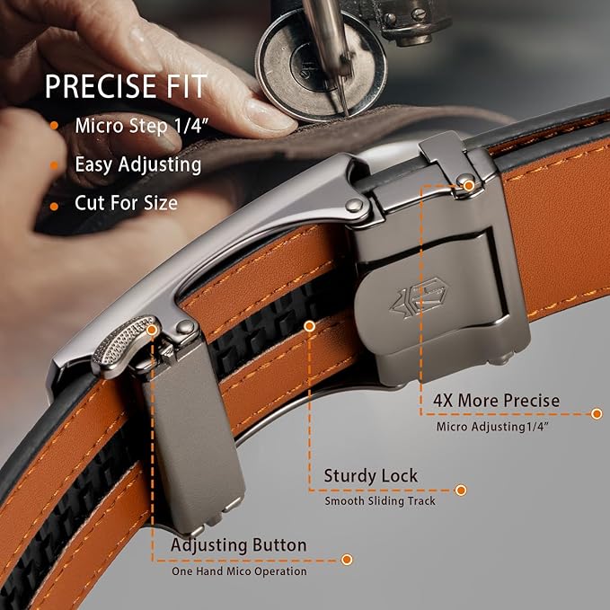 Zitahli Ratchet Belt for Men - 2 Packs Leather Mens belt For Gift Men Dress and Casual,Trim to Fit