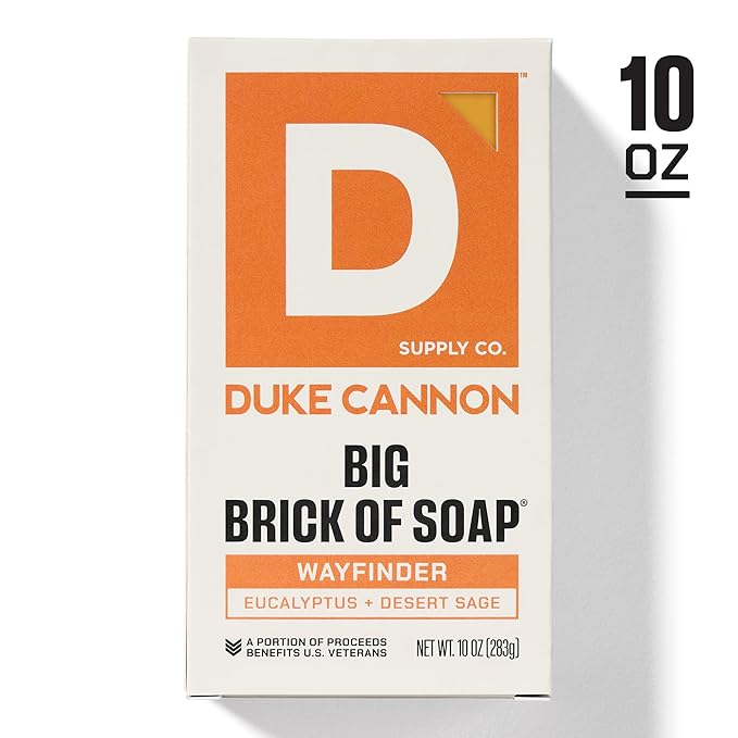 Duke Cannon Supply Co. Extra Large Bar Soap - Men's Natural Soap with Masculine Scents - Made in the USA with Domestic & Globally Sourced Materials - All Skin Types - Big Brick - Wayfinder,10 oz