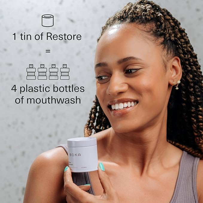 Boka Mouthwash Tablets with Hydroxyapatite - Refreshes Breath - Fluoride Free & Alcohol Free - Travel Size Mouthwash Chewable Tablets - (Pack of 2, 90 Pcs, Mint)