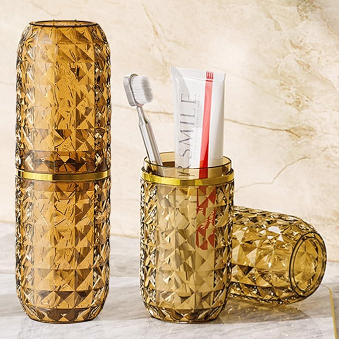 Travel Toothbrush Holder Large Travel Toothbrush Cup, Clear and Bright, Comfortable to Hold, Travel Toothpaste Container for Business Trip School Camping Bathroom (Orange)
