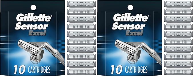 Gillette Sensor Excel Men's Razor Blade Refills, 10 Count (Pack of 2)