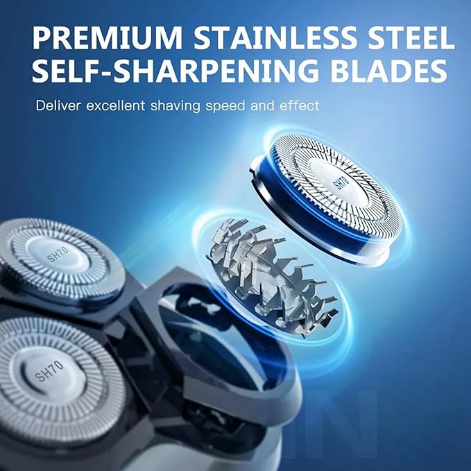 SH70/71 Replacement Heads Blades Fit for Philips Norelco Series 7000, New Upgraded SH70 Double Blades for norelco 7000 Replacement Heads