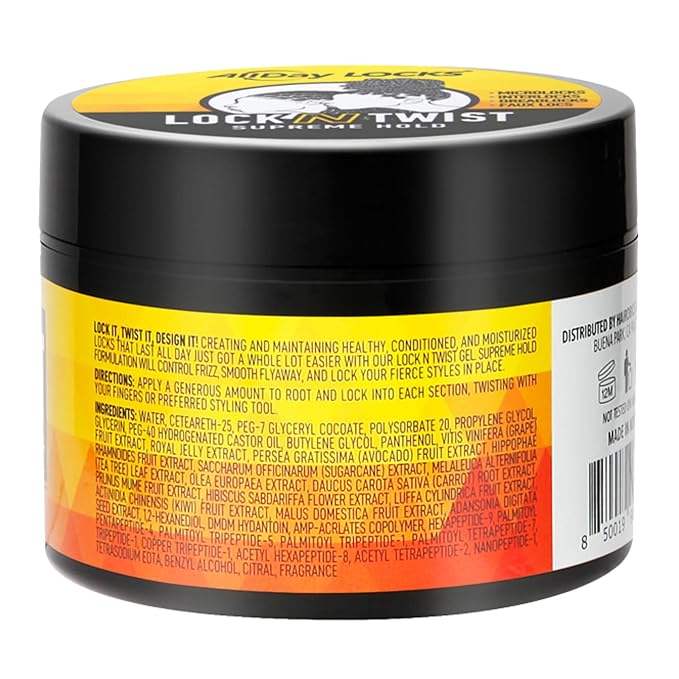 AllDay Locks Lock N Twist (5 oz) | Supreme Hold, No Frizz or Flaking | Hydrating, Nourishing Locking Gel | Grape & Avocado-Infused | Lock & Twist Braids, Locks, Twists, Cornrows | 5 oz