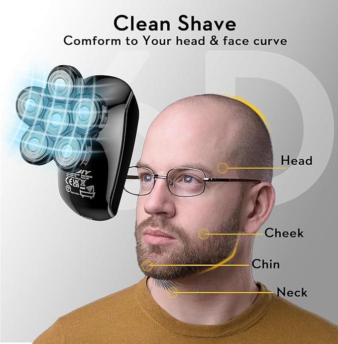 Kibiy Head Shavers Replacement Blades, 6 Blades Head Shaver for Bald Men Replacement, Easy Install Electric Razor Shaver for Model MS-672