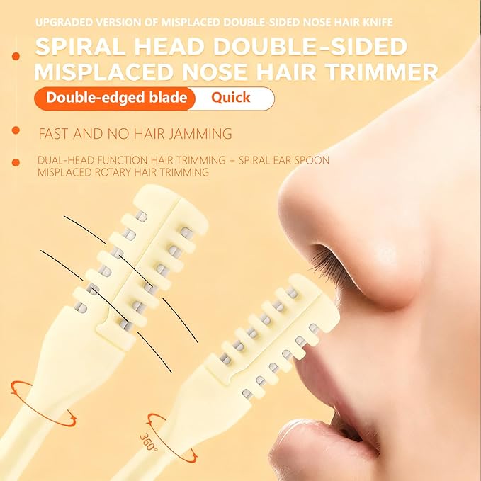 5 Pcs Nasal Hair Cutter, 360° Nostril Hair Remover Tool 2-in-1 Nasal Hair Cutter 2025 Upgraded Double Sided Nose Hair Knife Trimmer Soft Cleaning Brush Manual Hair Remover for Home Travel Essentials
