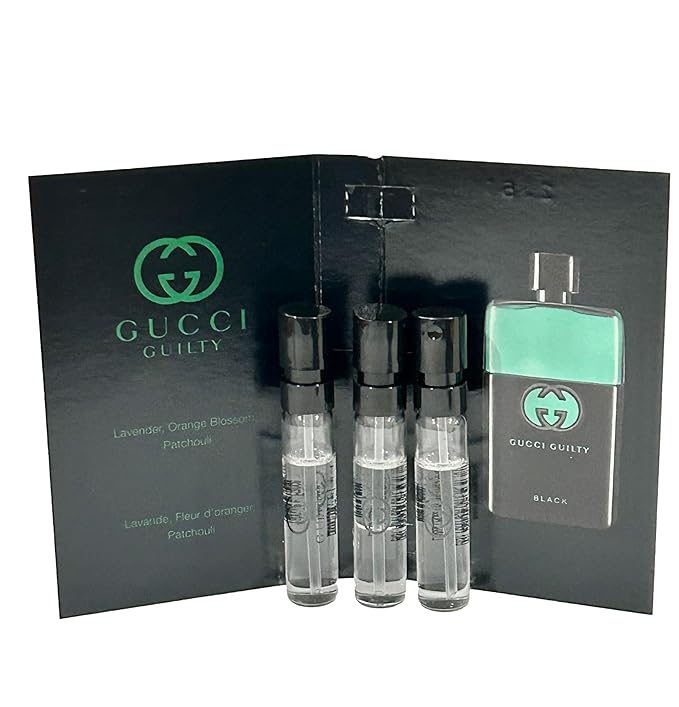 Gucci Guilty Black Sample Perfume Men EDT Spray Pour Homme MINI SMALL Travel Size 1.5 ML / 0.05 (3676) - set of 3
