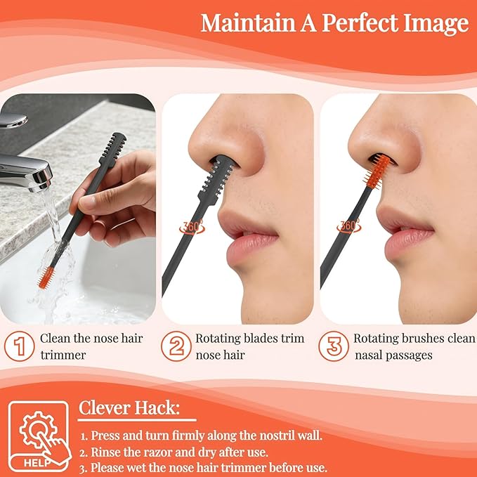 2026 Upgraded 2-in-1 Nasal Hair Cutter, 360° Rotating Double-Sided Blade, Washable Portable Grooming Tool for Men & Women, Travel Essential, 6Pack (Multi-Color)