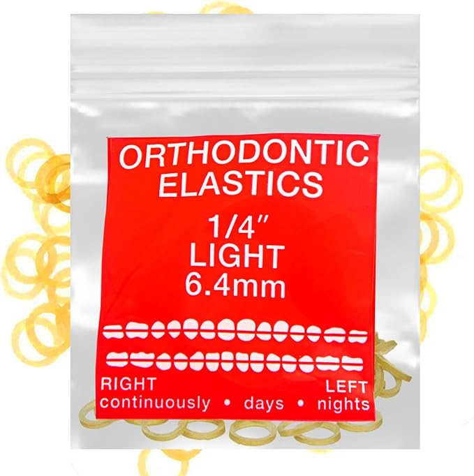 Amber Latex100 counts, Intraoral Elastic Bands Orthodontic Elastics Dental Rubber Bands Made in US Light 1/4'',Amber Latex
