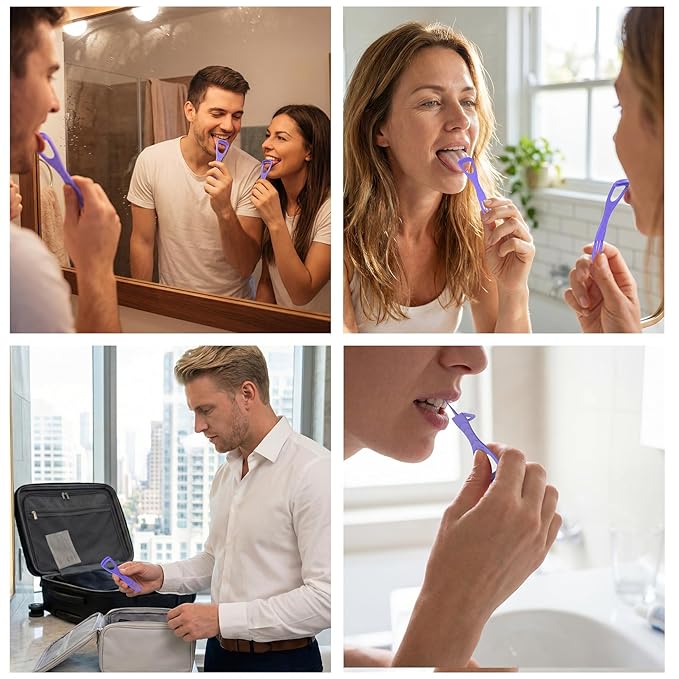 Disposable Tongue Cleaner 100 Count,Dual-Sided Deep Clean Tongue scraper with Foldable Toothpick,for Fresh Breath & Oral Care