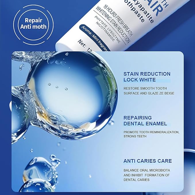 2 PCS Hydroxyapatite Toothpastes for Enamel Protection and Tooth Strengthening,Fresh Mint Flavor,Daily Use for Oral Care