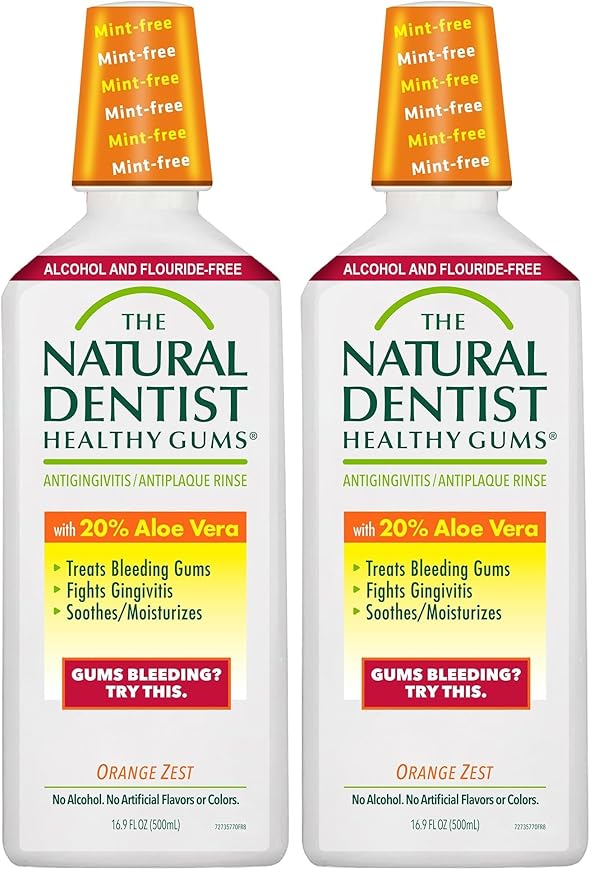 The Natural Dentist Healthy Gums Mouth Wash, Orange Zest, 16.9 Fl Oz (Pack of 2)