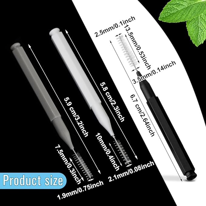 Patelai 50 Pieces Interdental Brush for Cleaner Braces Brush Toothpick Dental Tooth Flossing Head Oral Dental Hygiene Flosser Toothpick Cleaners Tooth Cleaning Tool (Black, White, Gray)