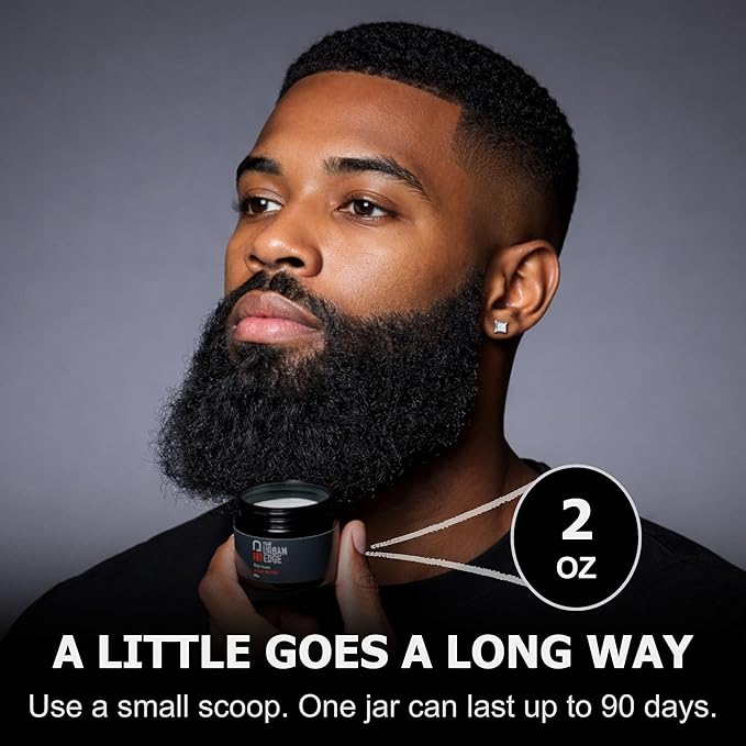 Urban Edge That Beard Butter for Black Men & All Beard Types – Anti-Itch Beard Moisturizer & Softener with Shea Butter & Argan Oil – Beard Balm & Cream Conditioner Alternative – Red Hook Scent – 2 oz