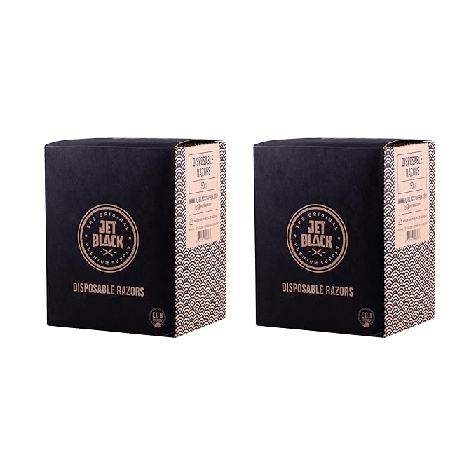 Jet Black Eco-Friendly Disposable Razors, 100 Pieces, Shaving Razors, Premium Quality Dual Blades, Compostable Wheat Straw Handle, Individual Sterilized Packaging